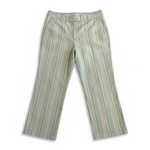 Talbots Women's Striped Capris in Pale Green and Cream